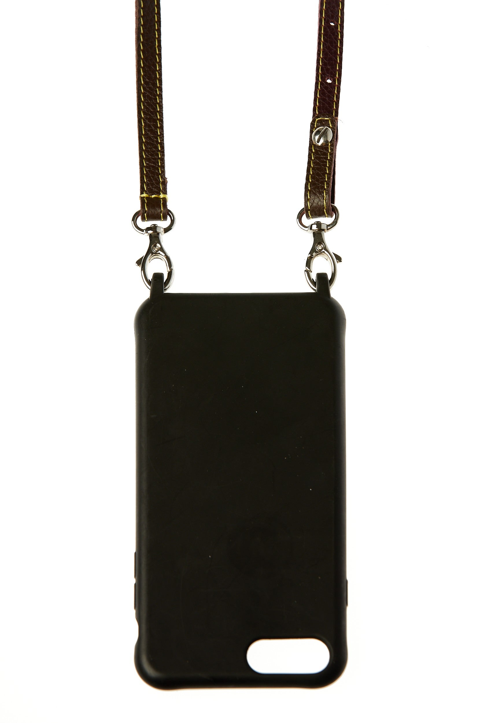 Lanière de téléphone cuir Orange vif Noir