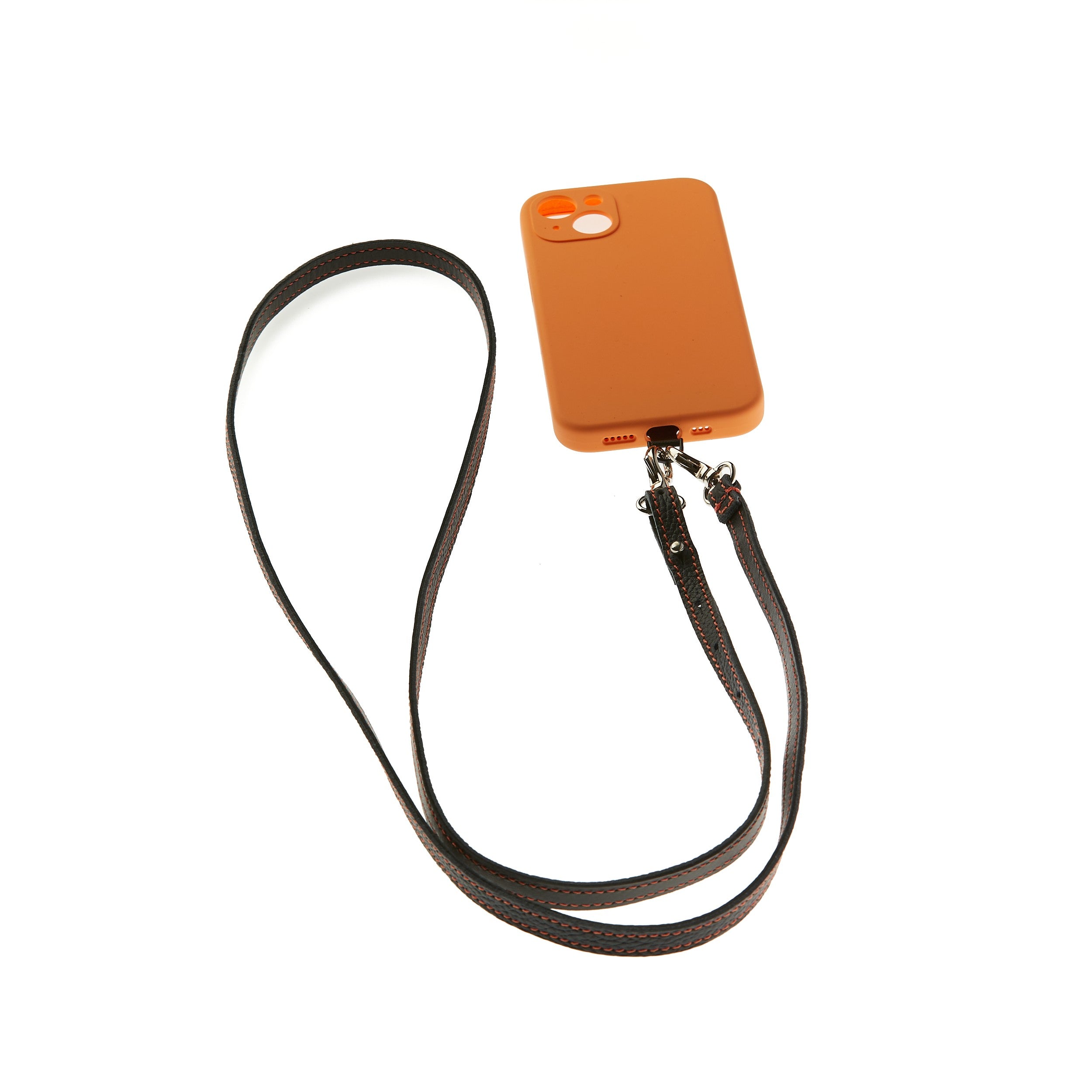 Lanière de téléphone cuir Orange Skyline marine