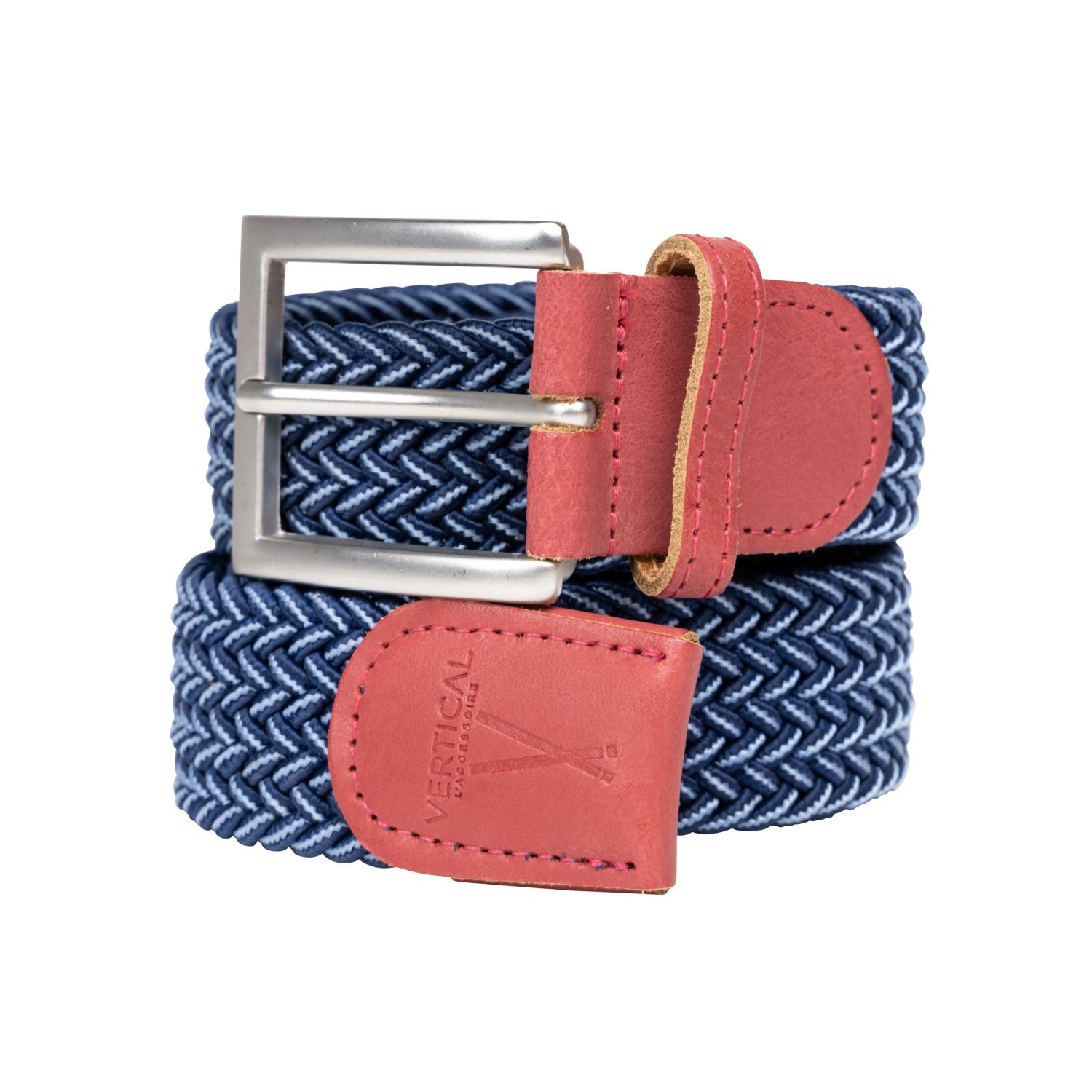 Ceinture tressée bleu blanc bordeaux