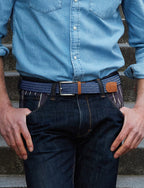 Ceinture tressée bleu blanc H/F