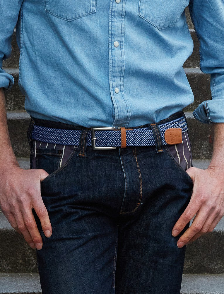 Ceinture tressée bleu blanc H/F