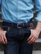 Ceinture tressée bleu marine H/F