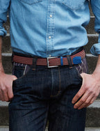 Ceinture tressée bordeaux blanc