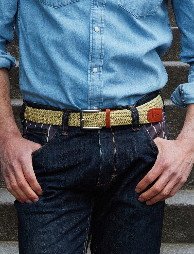 Ceinture tressée jaune moutarde H/F