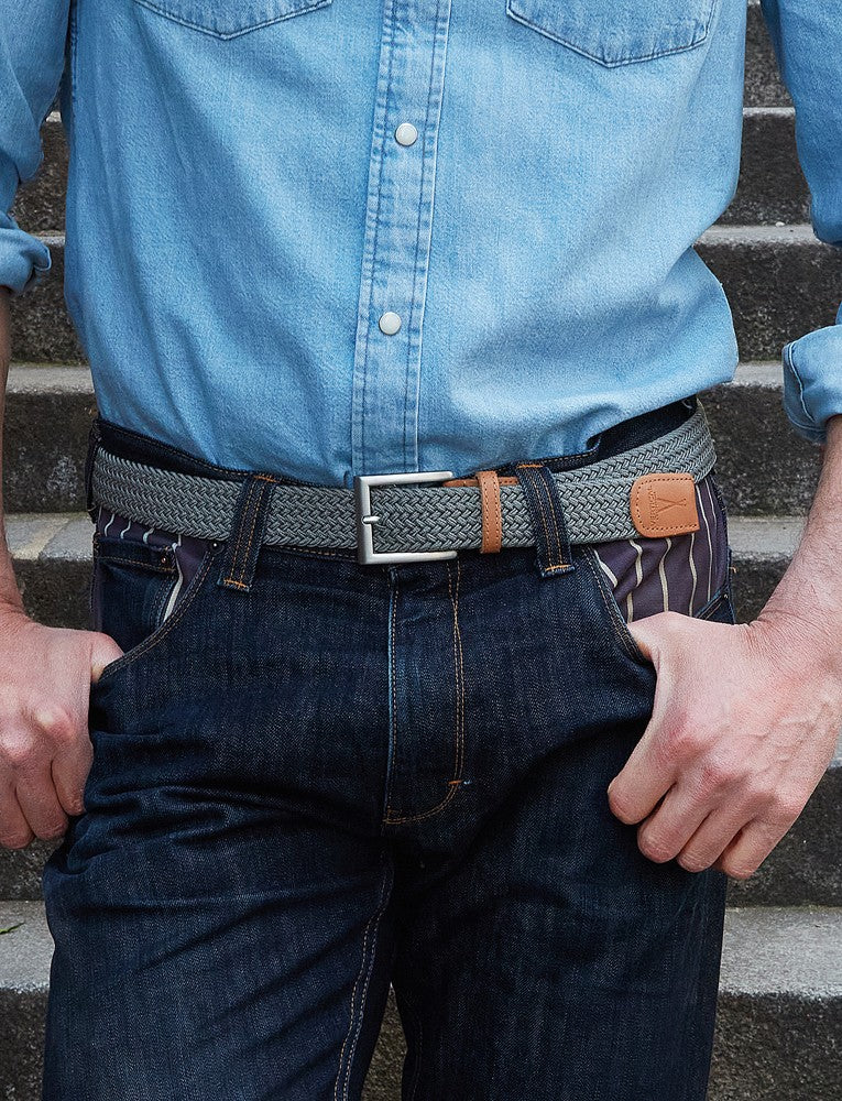 Ceinture tressée gris foncé H/F