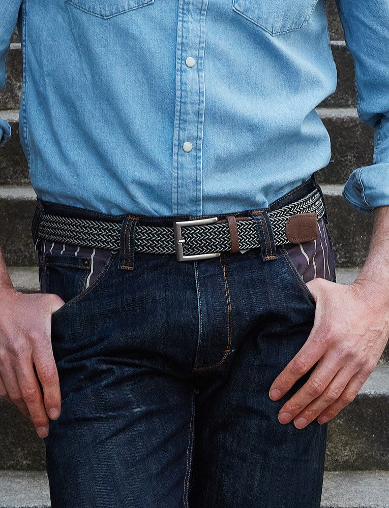 Ceinture tressée noir blanc H/F