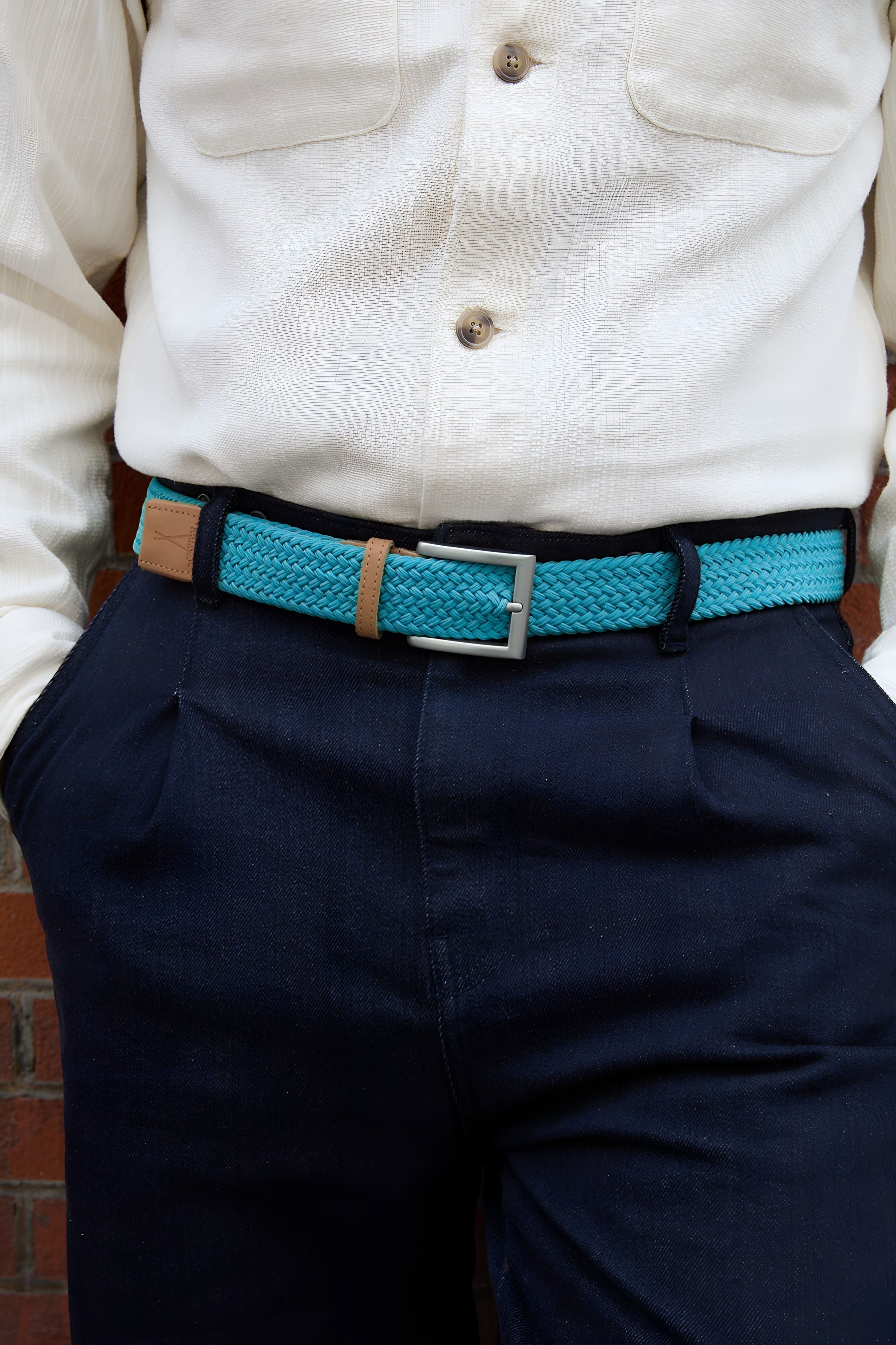 Ceinture tressée Turquoise H/F