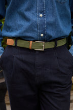 Ceinture tressée vert olive