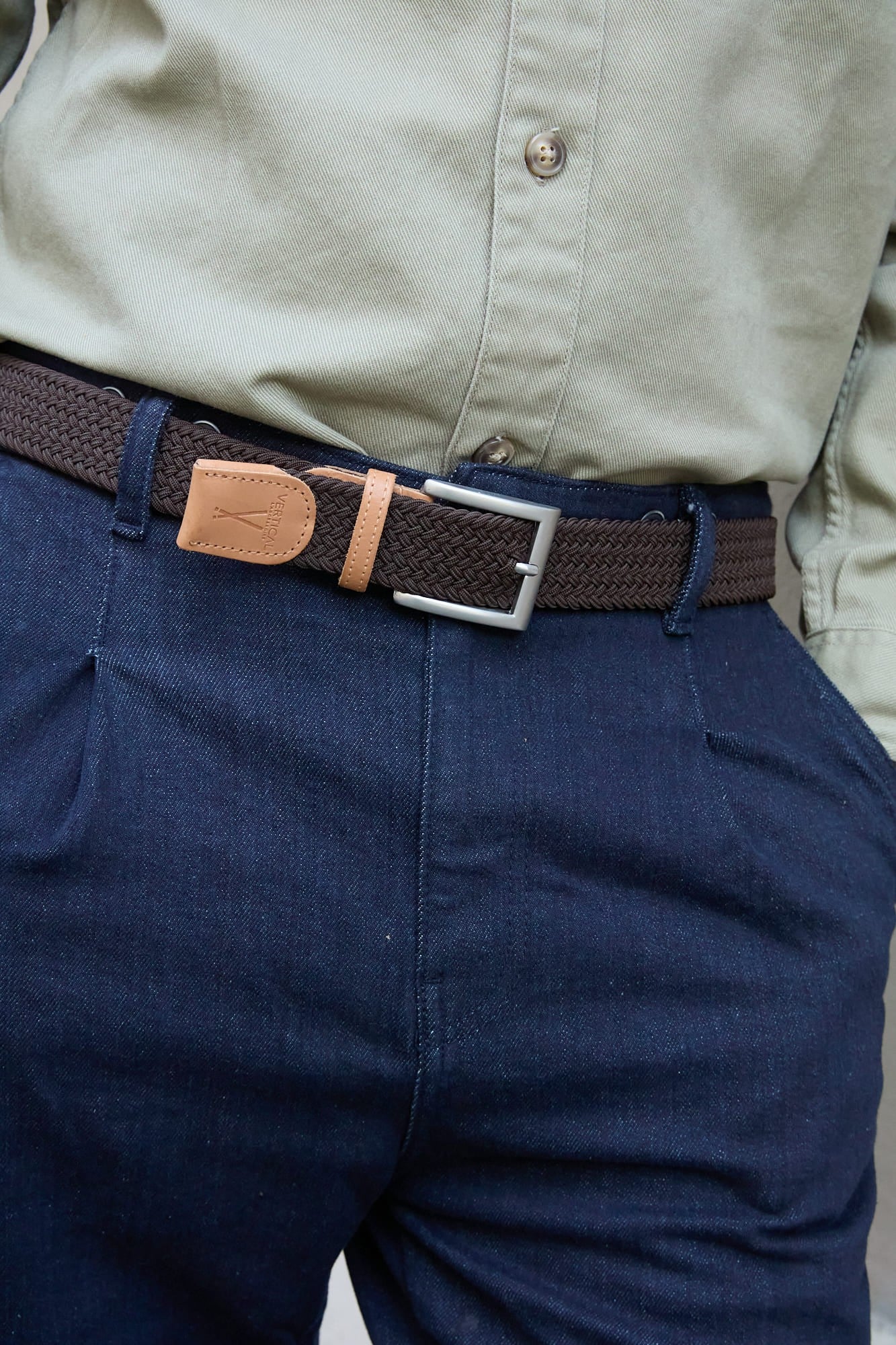 Ceinture tressée marron