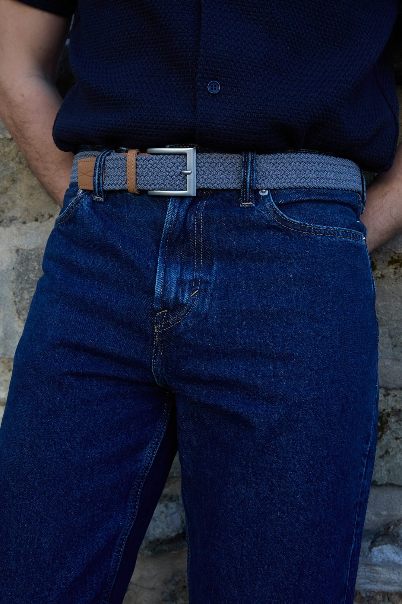 Ceinture tressée gris foncé