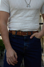 Ceinture tressée noir orange
