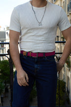 Ceinture tressée rose