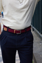 Ceinture tressée bordeaux