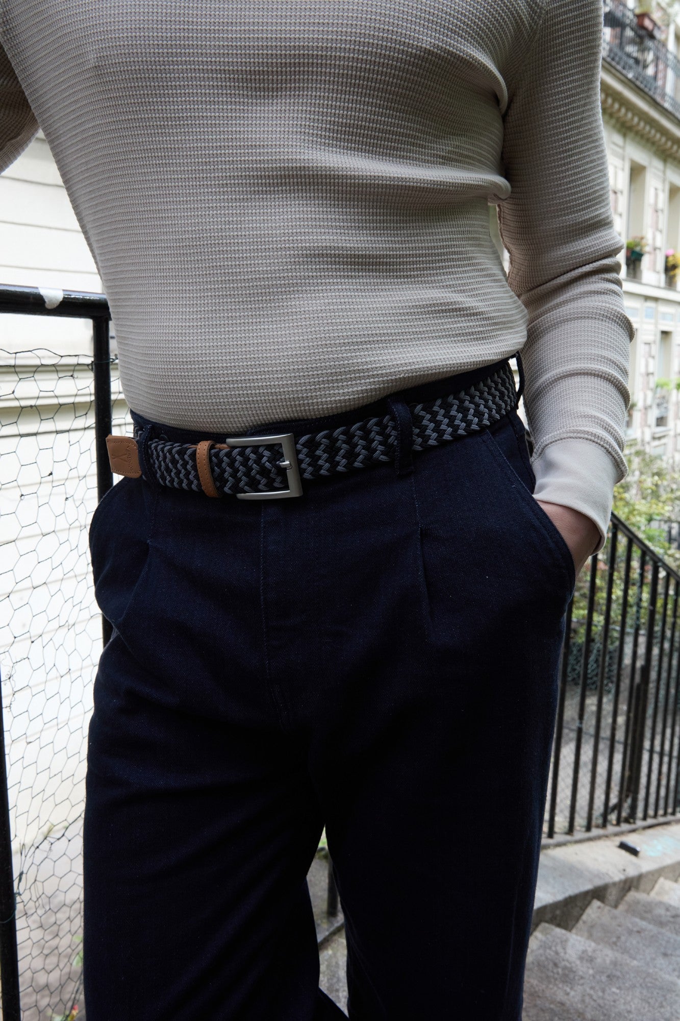 Ceinture tressée gris gris