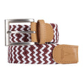 Ceinture tressée bordeaux blanc
