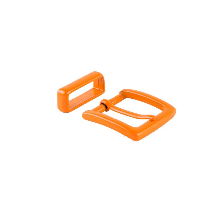 Boucle orange ceinture cuir véritable