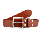 Ceinture large cuir véritable cognac