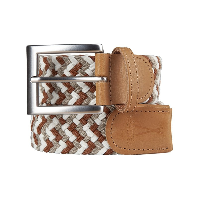 Ceinture tressée marron blanc marron