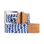 Ceinture tressée bleu blanc