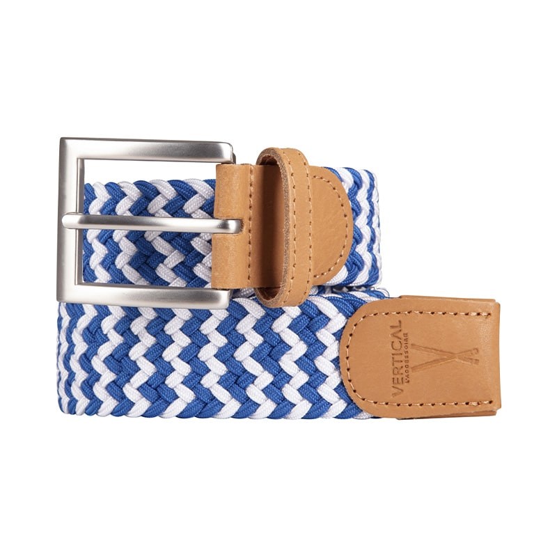 Ceinture tressée bleu blanc