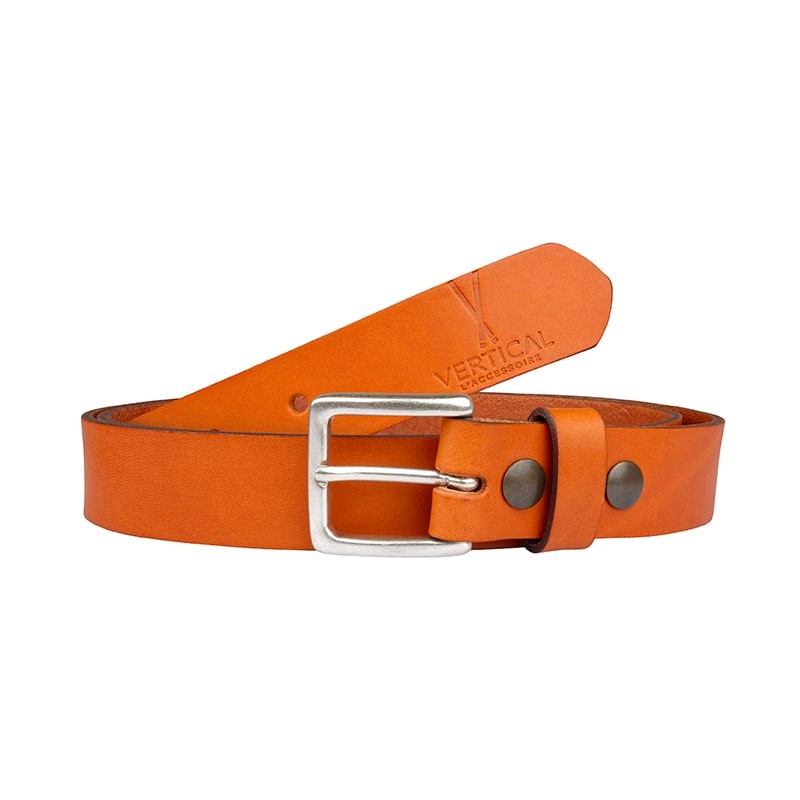 Ceinture cuir véritable camel boucle colorée