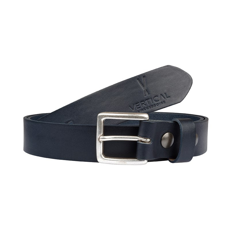 Ceinture cuir véritable noir boucle colorée