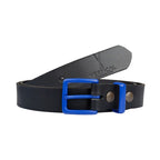 Ceinture cuir véritable bleu boucle colorée
