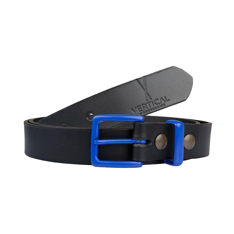 Ceinture cuir véritable bleu boucle colorée