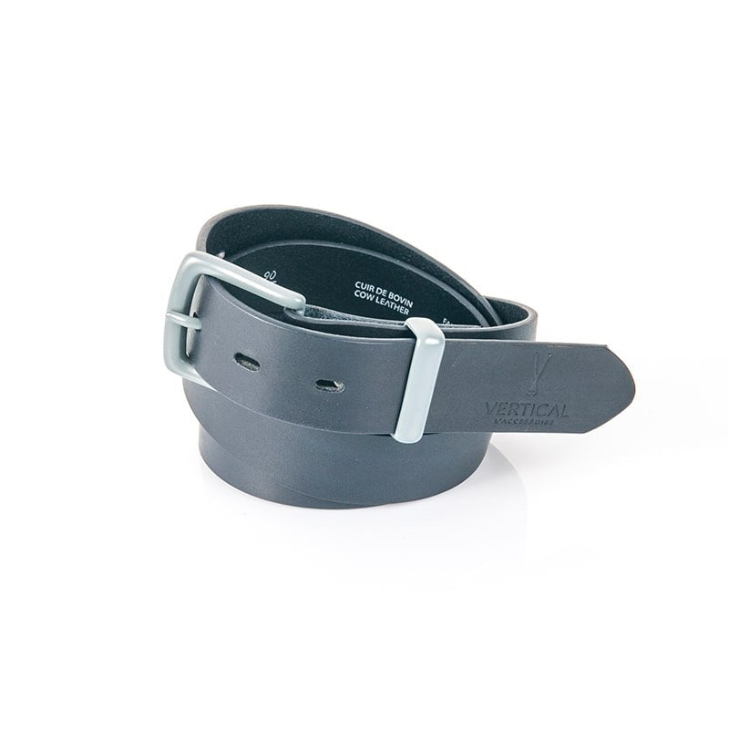 Ceinture cuir véritable bleu boucle colorée
