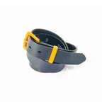 Ceinture cuir véritable bleu boucle colorée