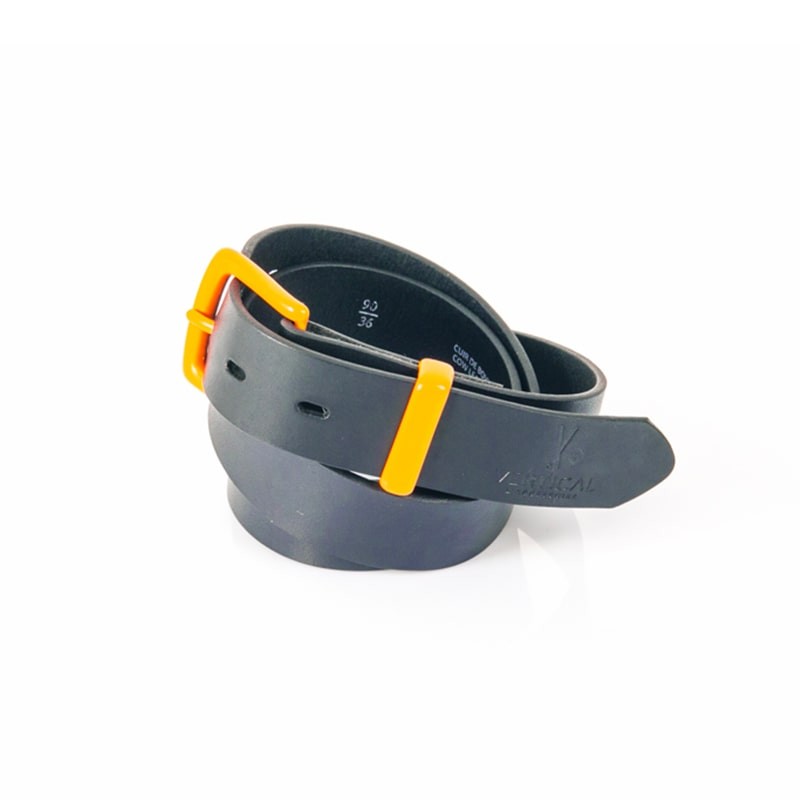 Ceinture cuir véritable bleu boucle colorée