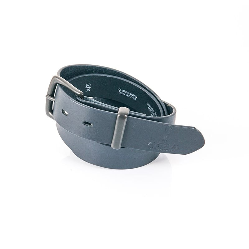Ceinture cuir véritable bleu boucle colorée