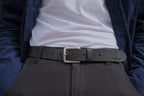 Ceinture large cuir véritable noir