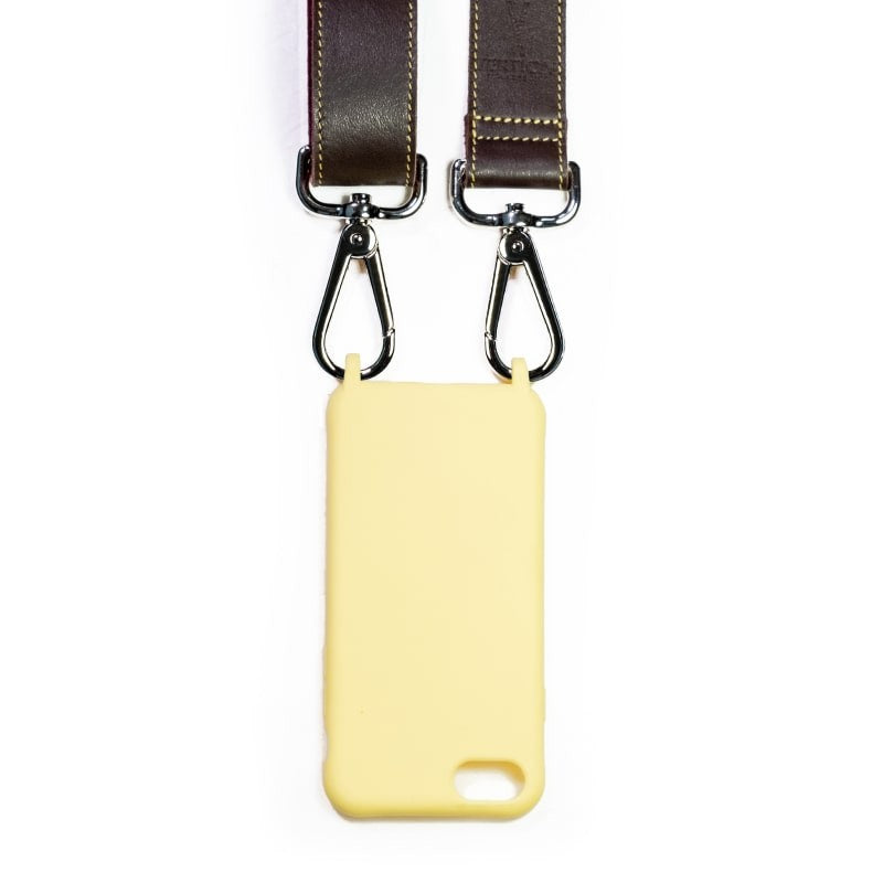 Lanière premium de téléphone bordeaux marron