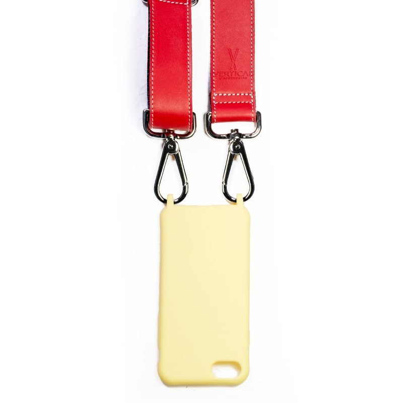 Lanière premium de téléphone rouge et noir