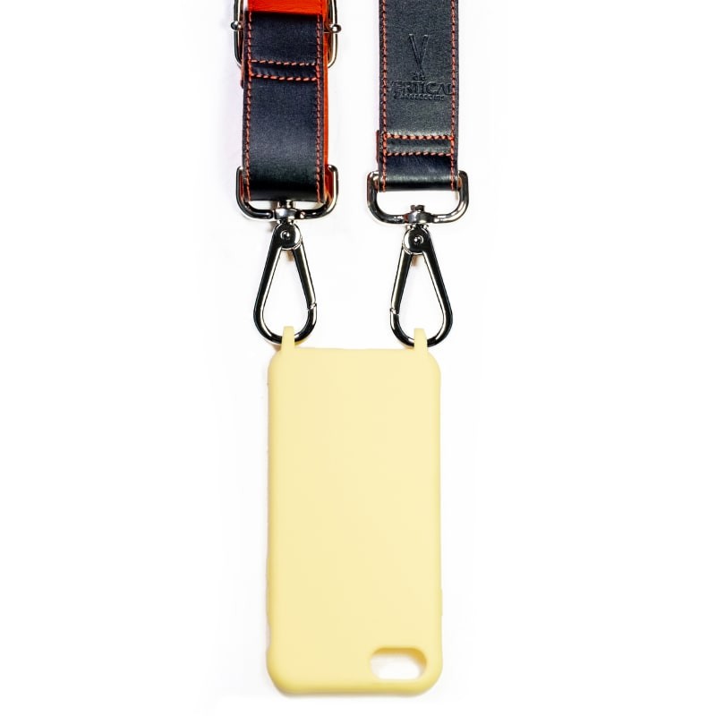 Lanière premium de téléphone orange noir