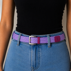 Ceinture tressée fine violet bordeaux