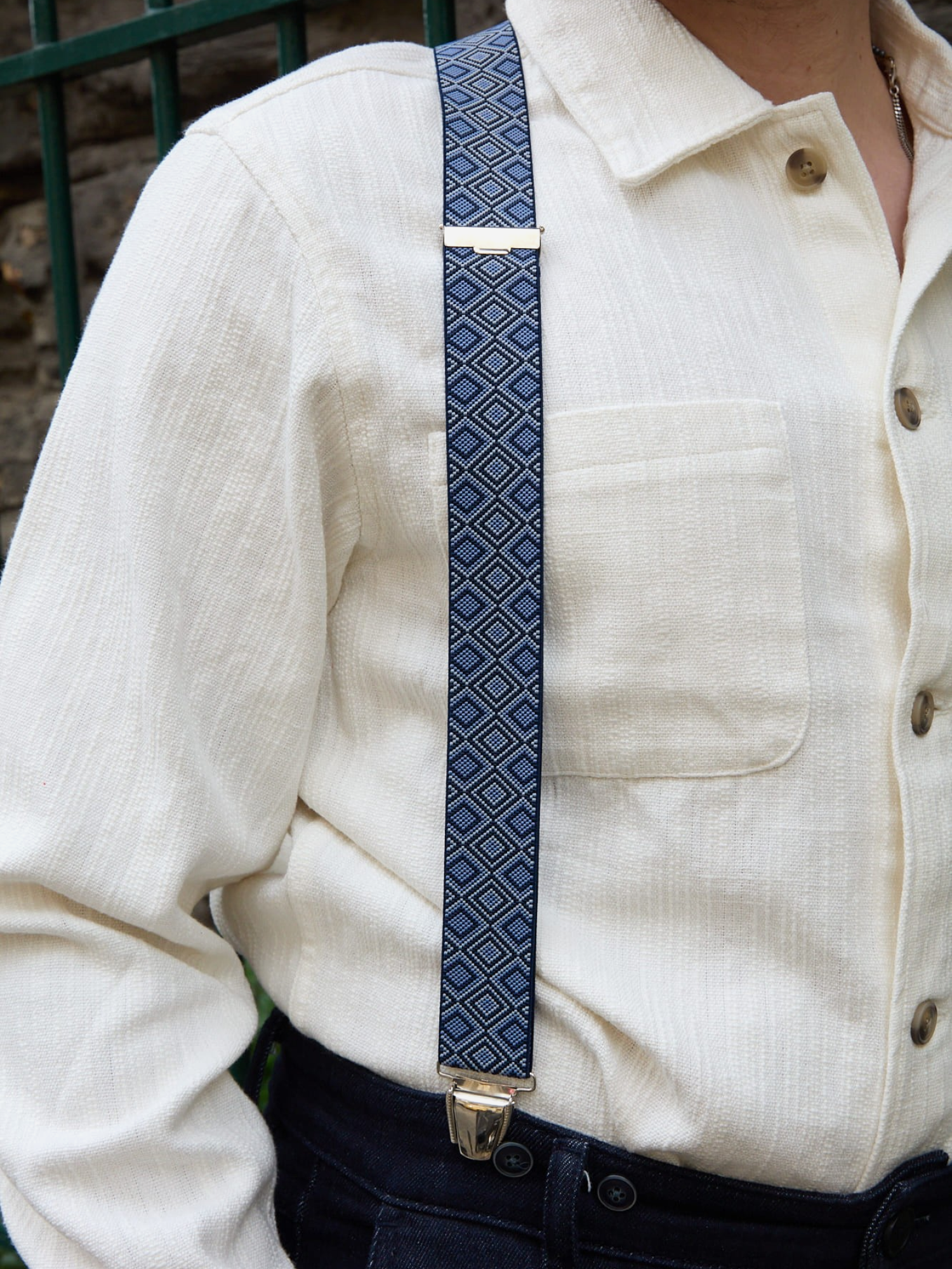 Bretelles larges bleu et orange Les Mulhousiennes