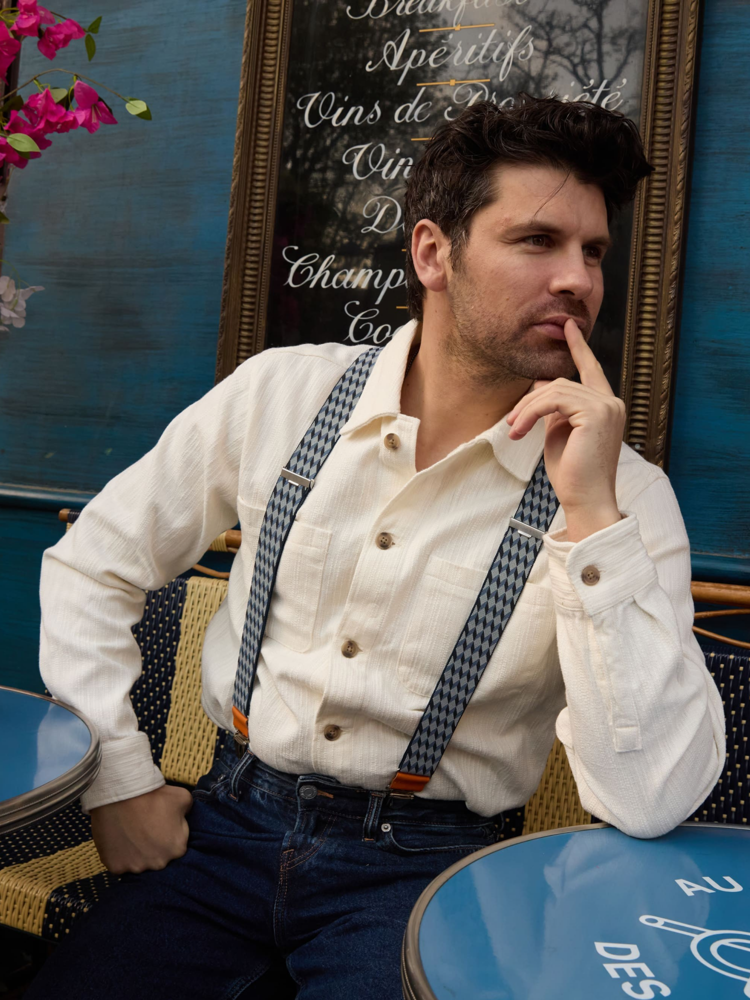 Bretelles larges noir et rose Les Moulinoises