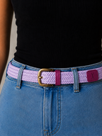 Ceinture tressée fine mauve bordeaux