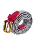 Ceinture tressée fine gris bordeaux
