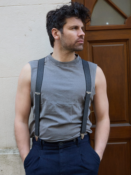 Bretelles larges gris et noir Les Monsoises