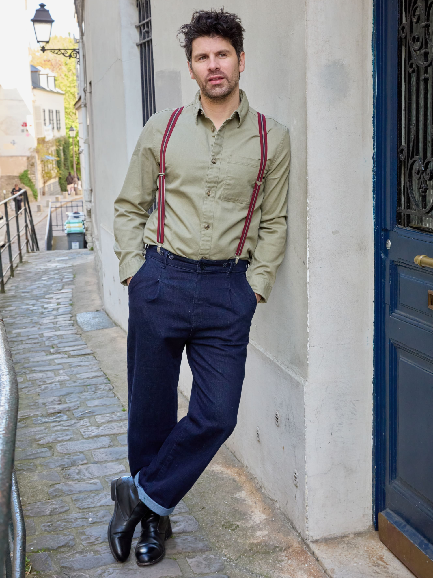 Bretelles mi-larges rouge et beige Les Étretataises