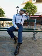 Bretelles mi-larges bleu et rose Les Toulousaines