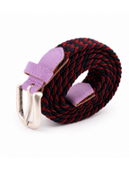 Ceinture tressée fine rouge noir