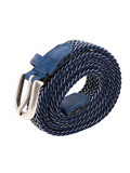 Ceinture tressée fine bleu foncé blanc