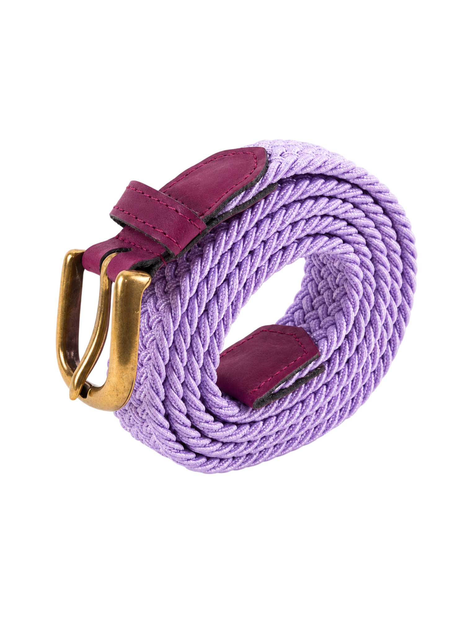 Ceinture tressée fine mauve bordeaux